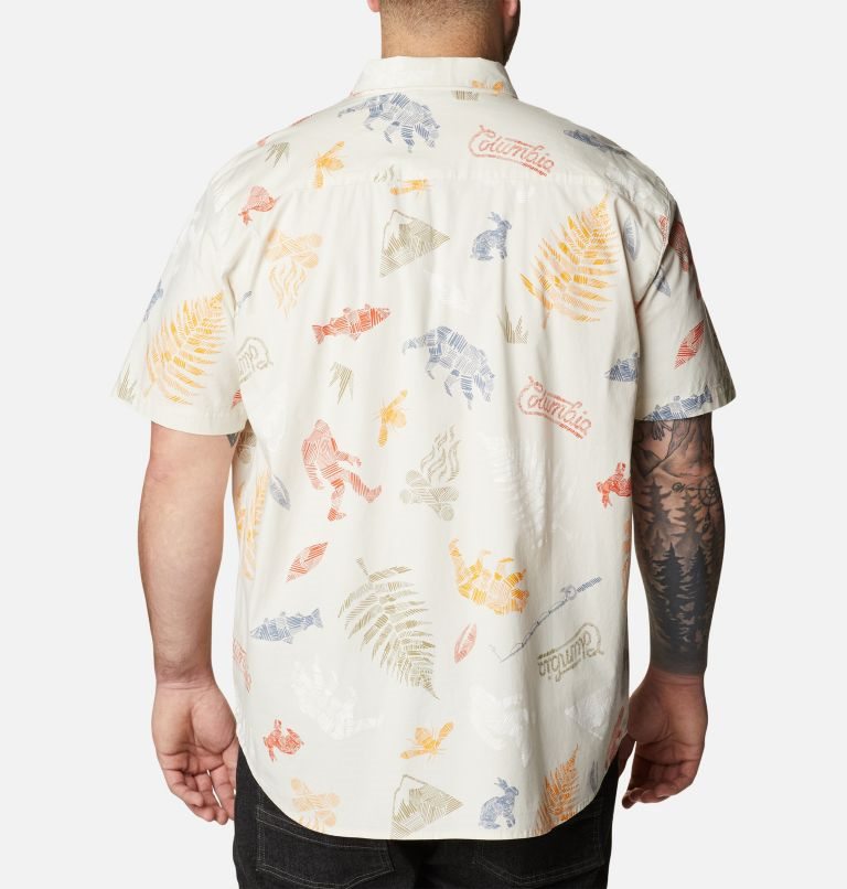 Men's Columbia Rapid Rivers Printed Short Sleeve Shirts Cream | Plus Size CA-P16C0